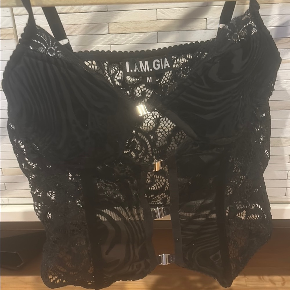 I.AM.GIA Black Lace Corset with Sweetheart Neckline